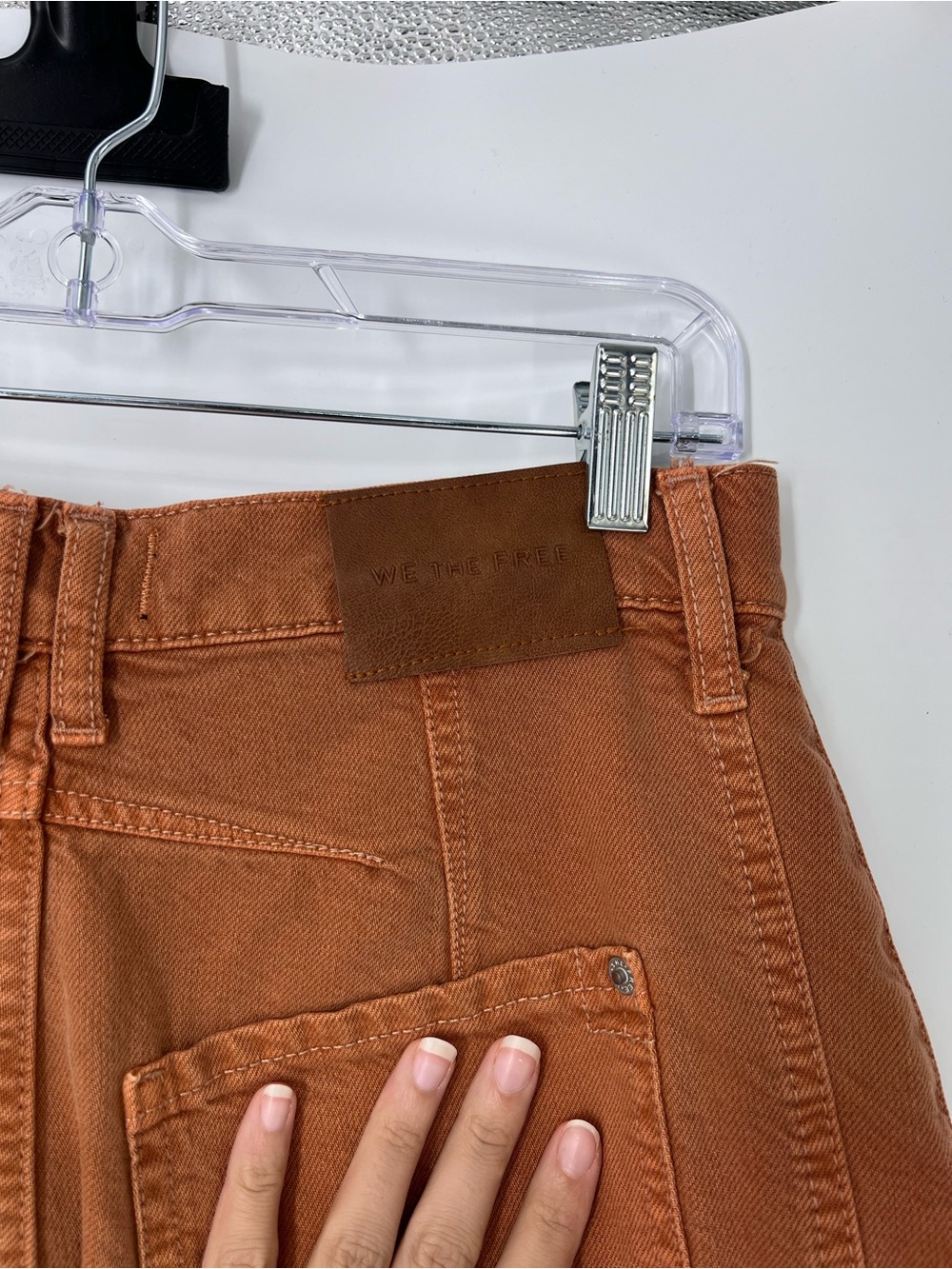 We The Free Good Luck Mid Rise Barrel Rust Orange Autumnal Denim Jeans 28 NWT - Picture 7 of 10
